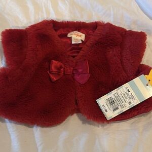 Cat&Jack Red Faux Fur Baby  with Satin Bow
